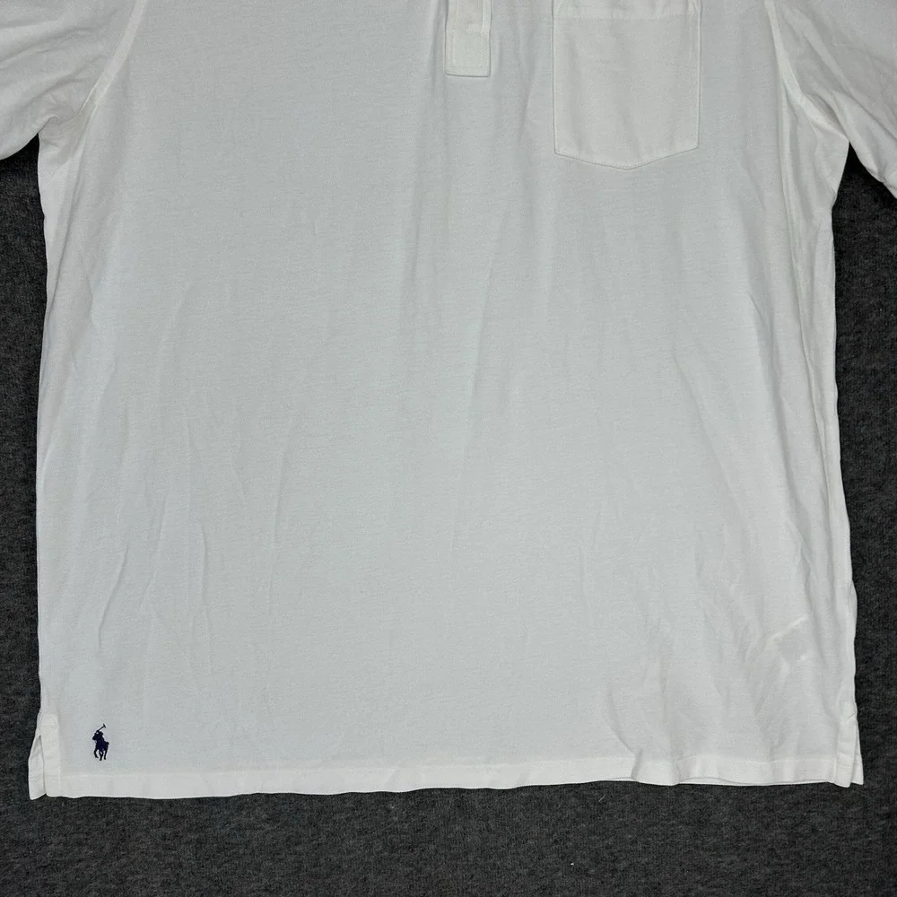 Polo Ralph Lauren Featherweight Mesh Polo Shirt Mens XL White Solid Short Sleeve